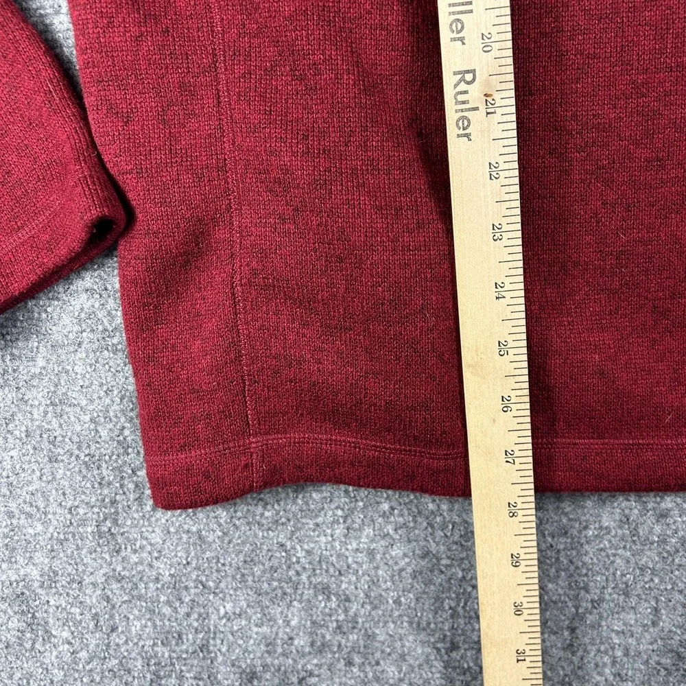 Eddie Bauer Sweater Mens Large Red Quarter Zip‎ Mock Neck Knit Pullover Pocket